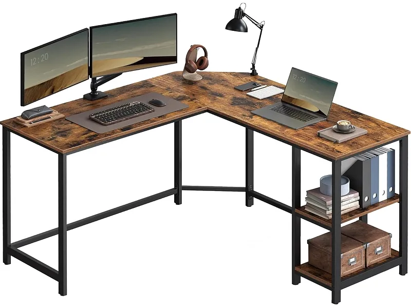 Eckschreibtisch SONGMICS RUSTIK 138x138x76cm braun