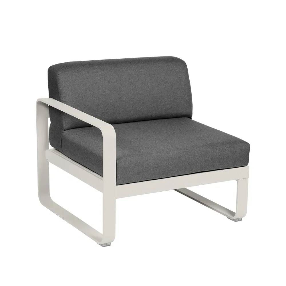 Fermob Bellevie Left modulsoffa Clay grey (grå), graphite grey dyna, 1-sits