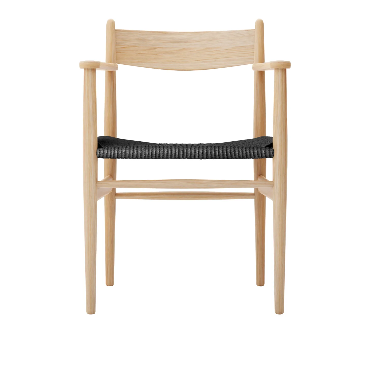 Carl Hansen - CH37, Oljad Ek, Svartflätat papperssnöre - Matstolar - Hans J. Wegner - Träfärgad - Trä