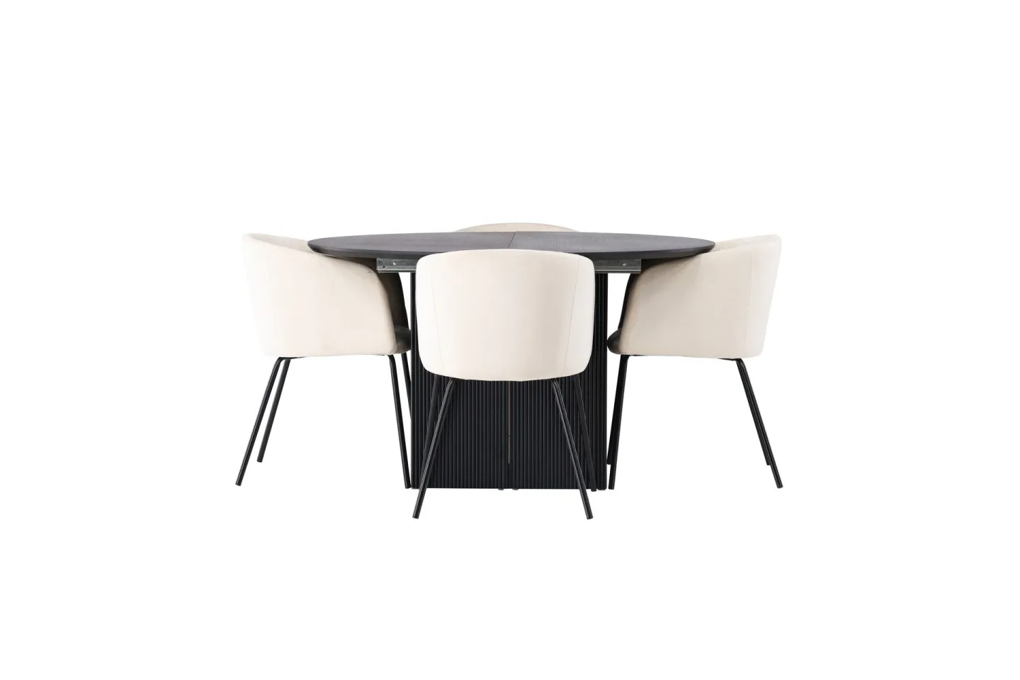 Matilda Matgrupp 130 cm Rund med 4 Berit Stolar - Beige