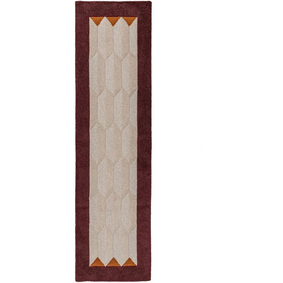 Teppich Auberon BURGUNDER Symmetrie 100% Wolle 60 x 230 cm