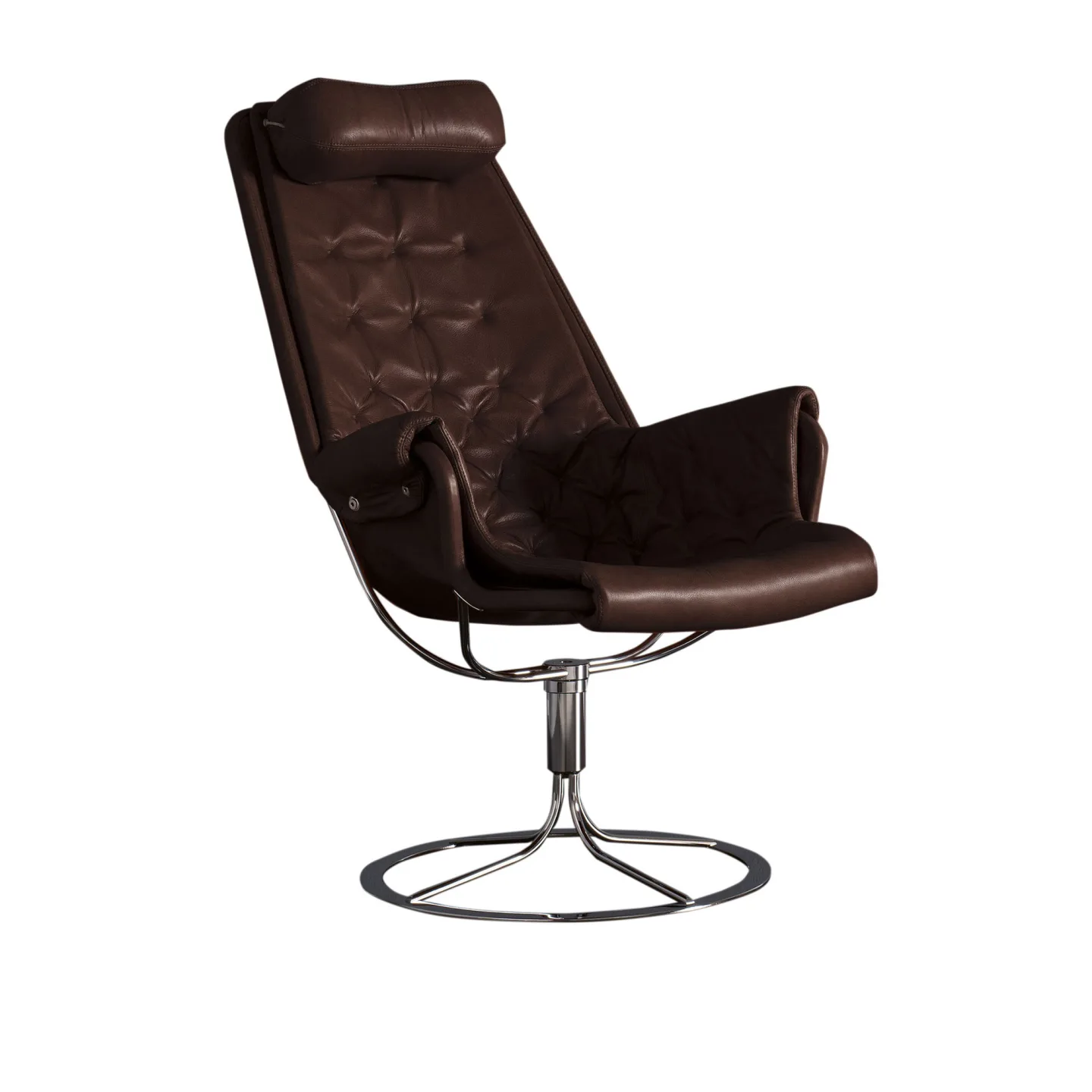 DUX - Jetson Fåtölj Helklädd, Bärande Väv Flax 21, Läder Dakota 29 Mörkbrun - Fåtöljer - Bruno Mathsson - Brun - Läder/Naturmaterial/Metall/Syntetiskt