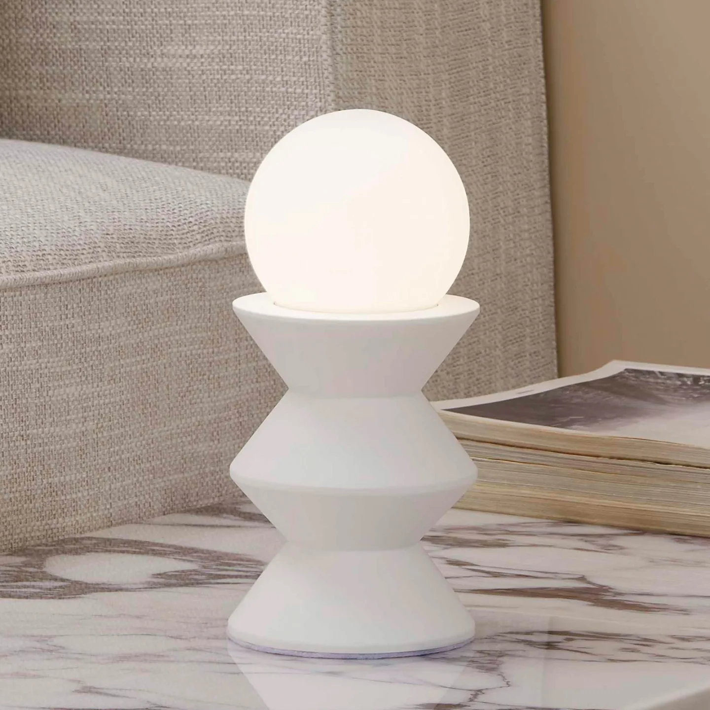 Nielson bordlampe højde skærm 9 cm hvid gips - Lindby - Stue - Moderne - Gips / ler - Med én lyskilde