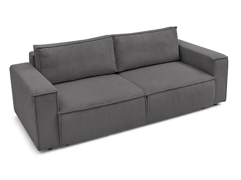 3er Sofa BOBOCHIC NIHAD Cord-Stoff dunkelgrau
