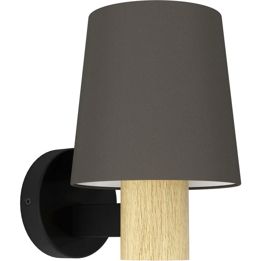 Eglo Wandlampe Edale Braun/Schwarz Stahl/Holz 21.5 cm - Material: Holz/Stahl