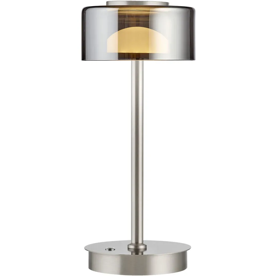 Tischlampe Dune Silber/Transparent/Braun Aluminium/Eisen 15 cm 35 cm - LED - Lichtfarbe: Warmweiss - LED Energiesparlampen