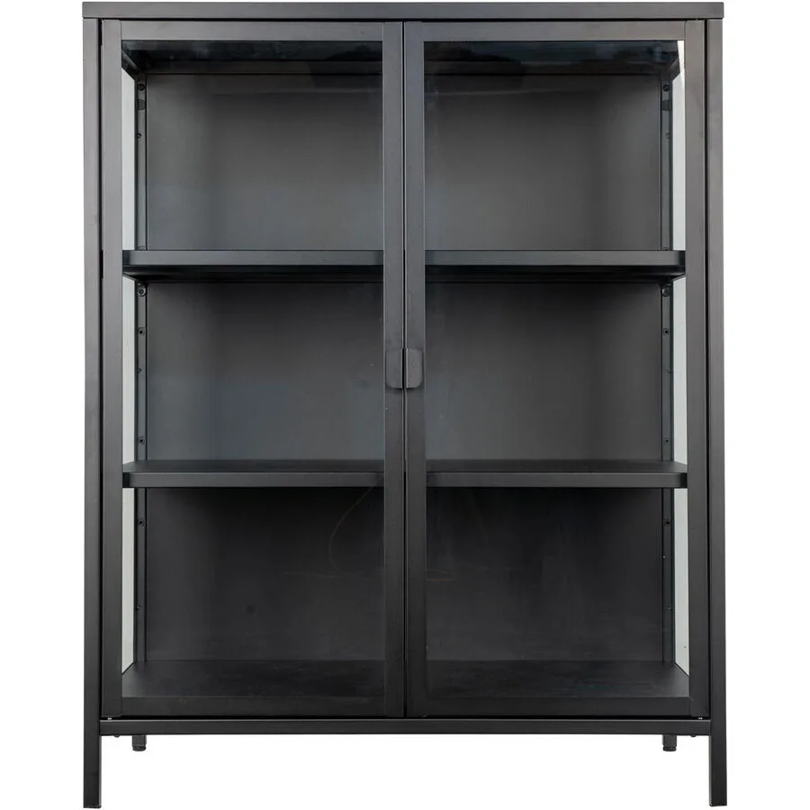Vitrine Soreva schwarz Stahl/Glas B 80 H 101 cm