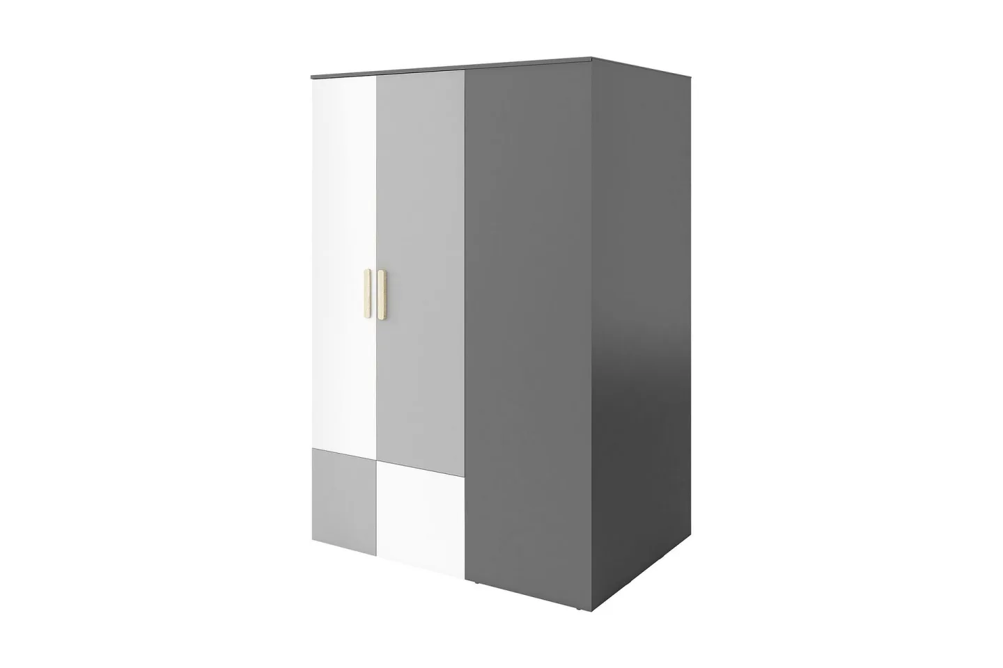 Pok Garderob 130x93x193 cm - Grå/Svart/Vit