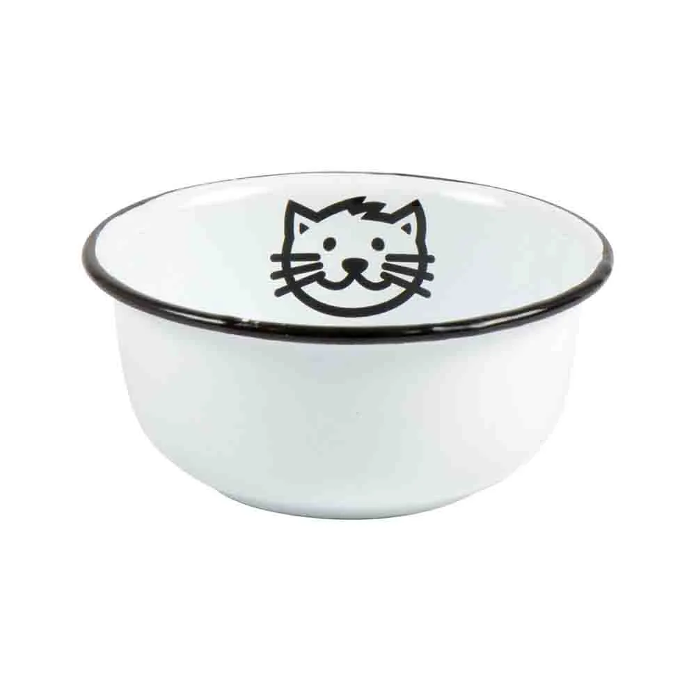 Kattmatsskål Mini vit emalj