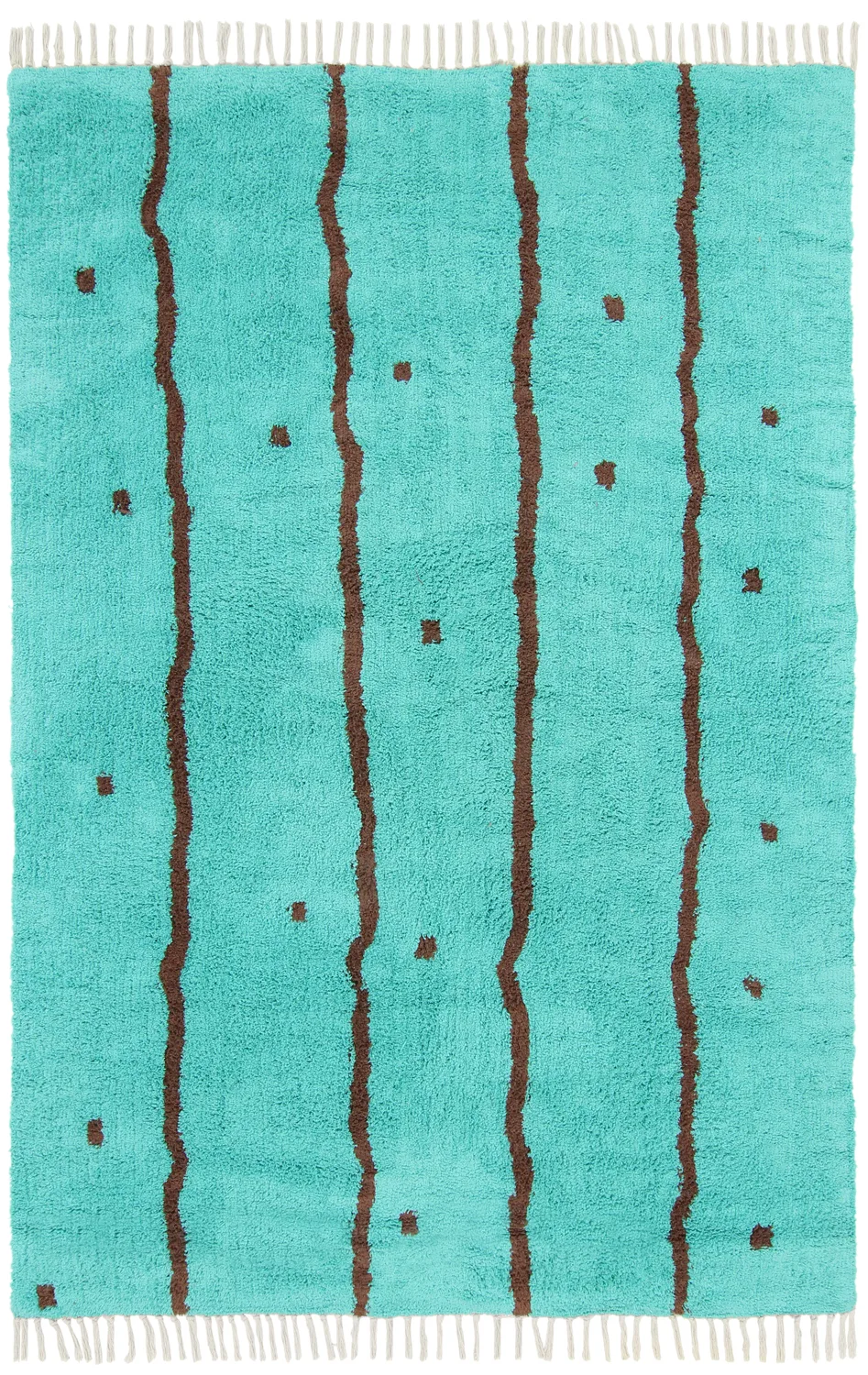 Ryetepper - Leora Natural Cotton Shaggy (turkis/brun) (Størrelse: 160 x 230 cm)
