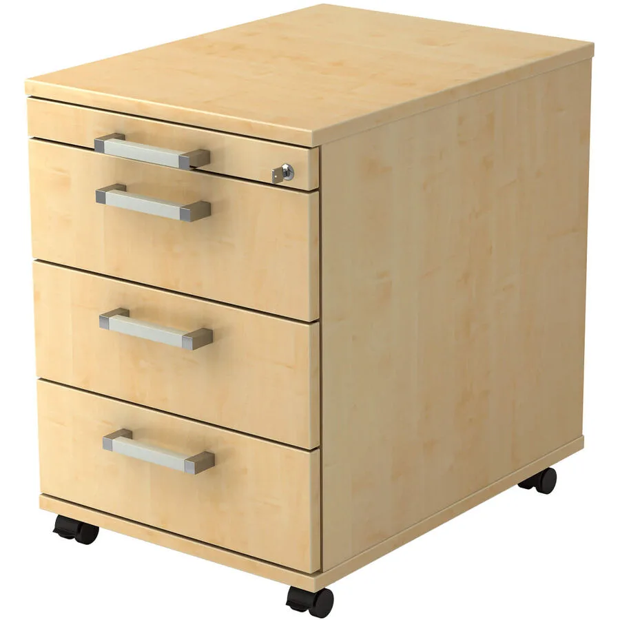 Rollcontainer Office Ahorn Dekor/silber Holzwerkstoff/Metall B 42.8 H 59 cm