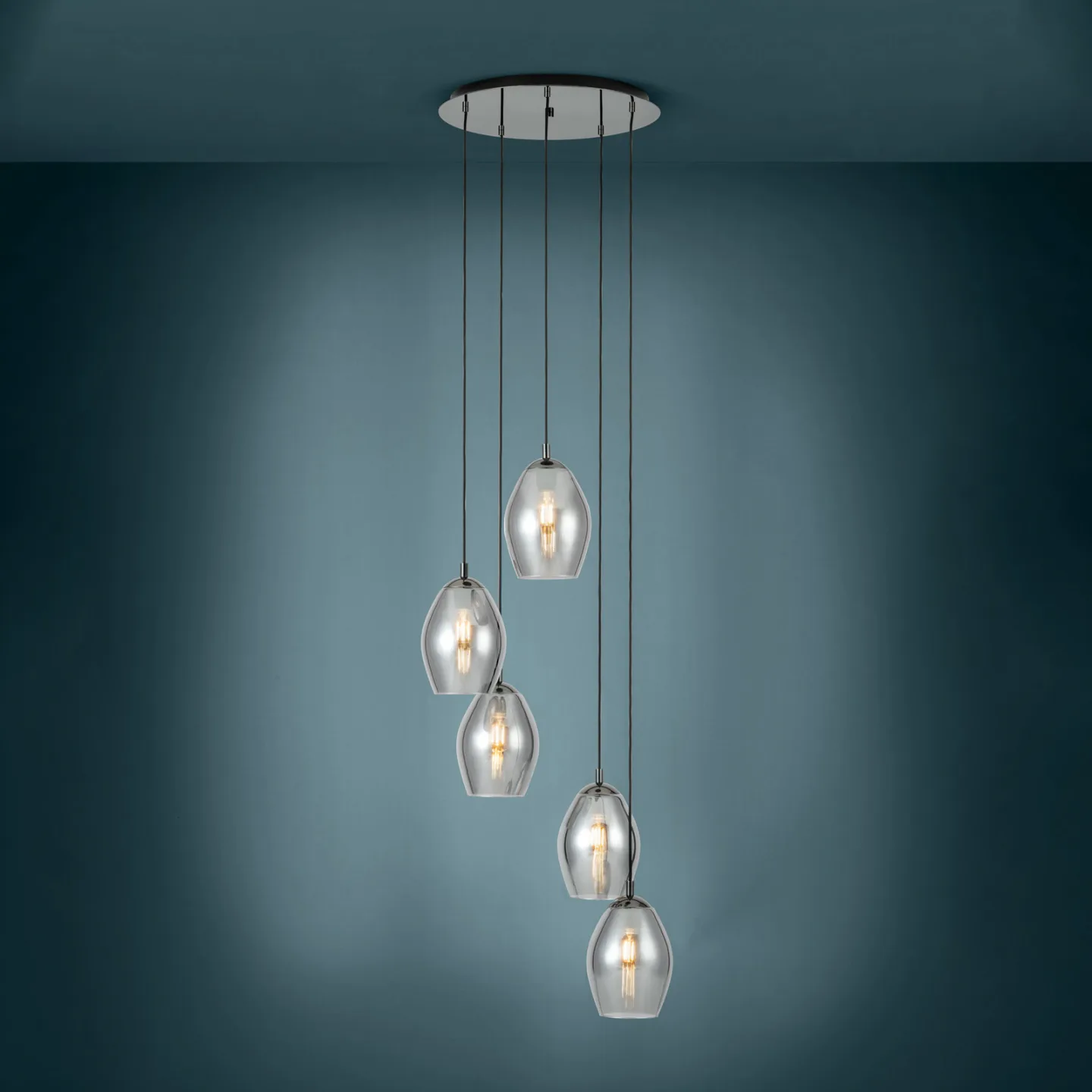 Estanys hänglampa, svart, 5 lampor - EGLO Stars of Light - Matsal - Modern - Glas - Med flera ljuskällor