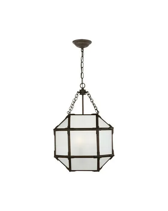 Morris Lantern Antique Zinc/Frosted Glass S