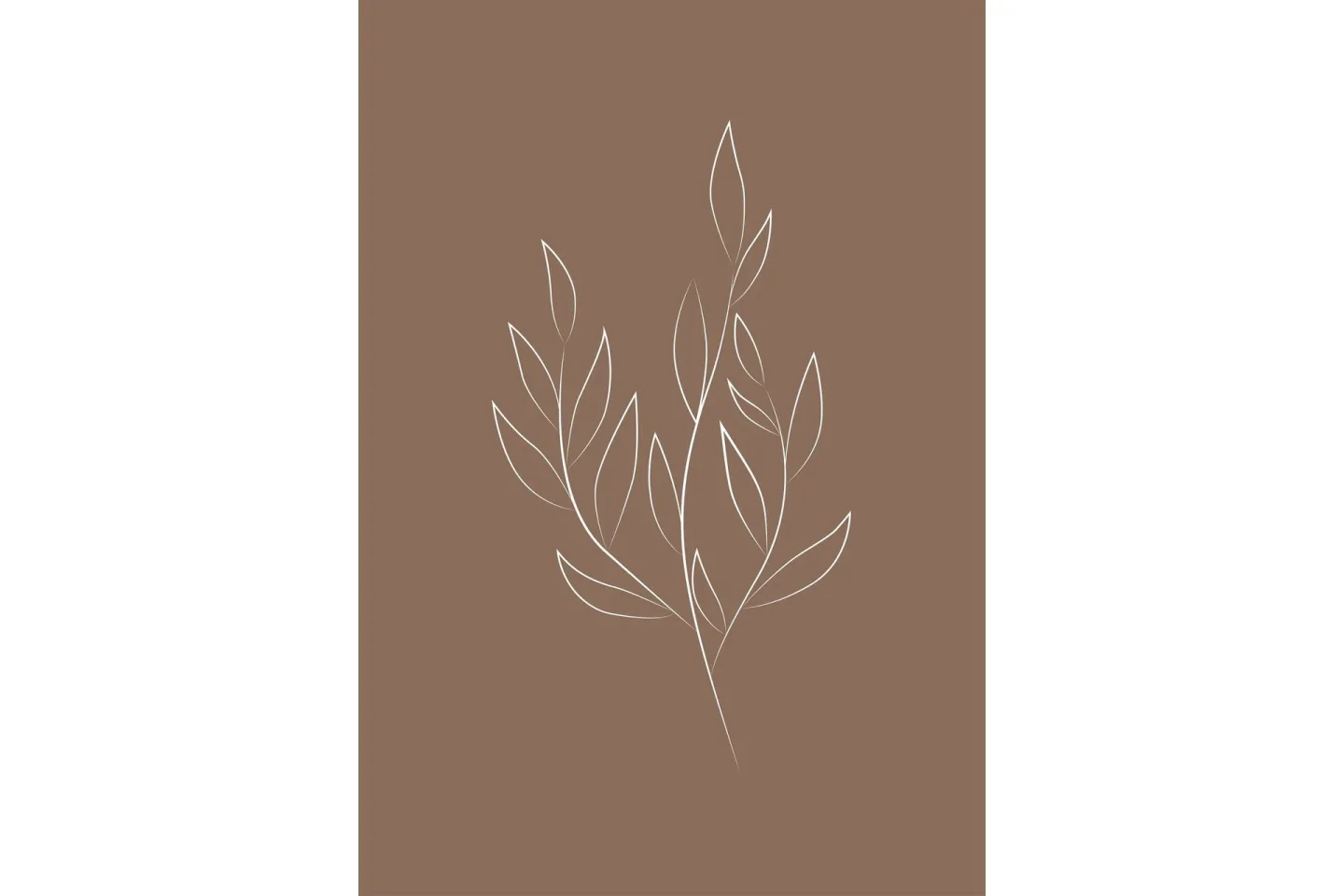 Poster Drawed leaf 70x100 cm - Brun