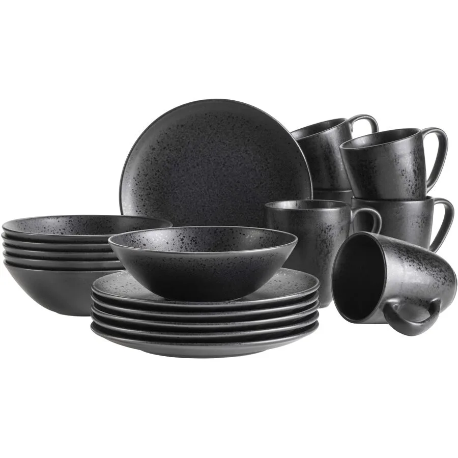 MÄSER Geschirr-Set Essential Schwarz Steinzeug