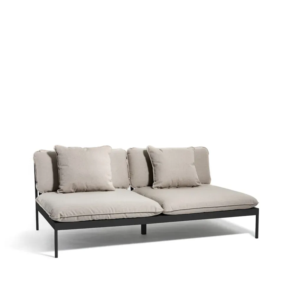 Skargaarden Bönan modulsoffa Sunbrella Ashe light grey, 2-sits, mörkgrå aluminium ram