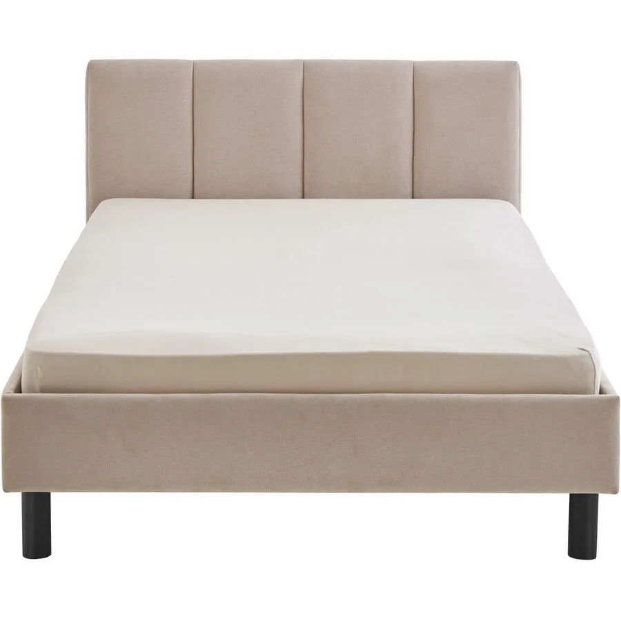 Bett Jess Beige Stoff 120 x 200 cm
