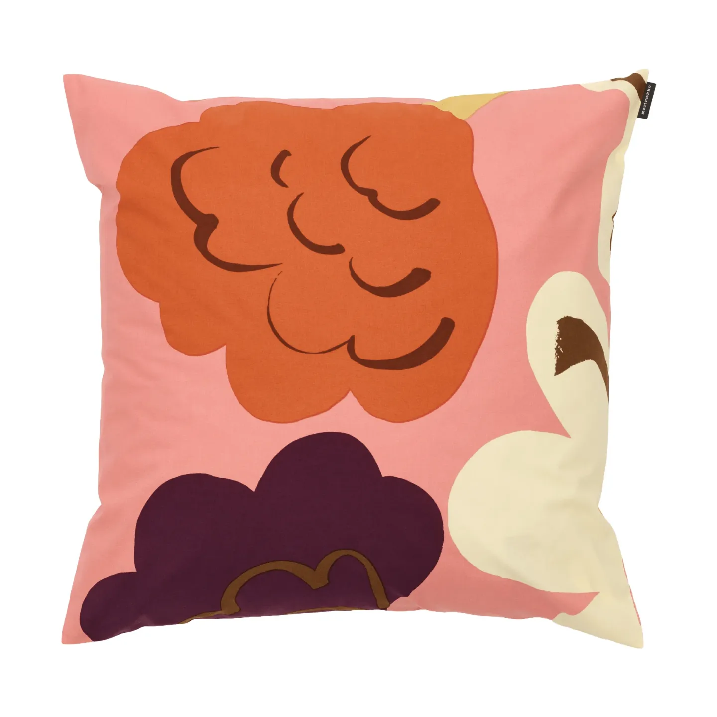Marimekko Kukasta Kukkaan Kissenbezug Pink-Off-White-Pflaume-Terrakotta, 50x50 cm