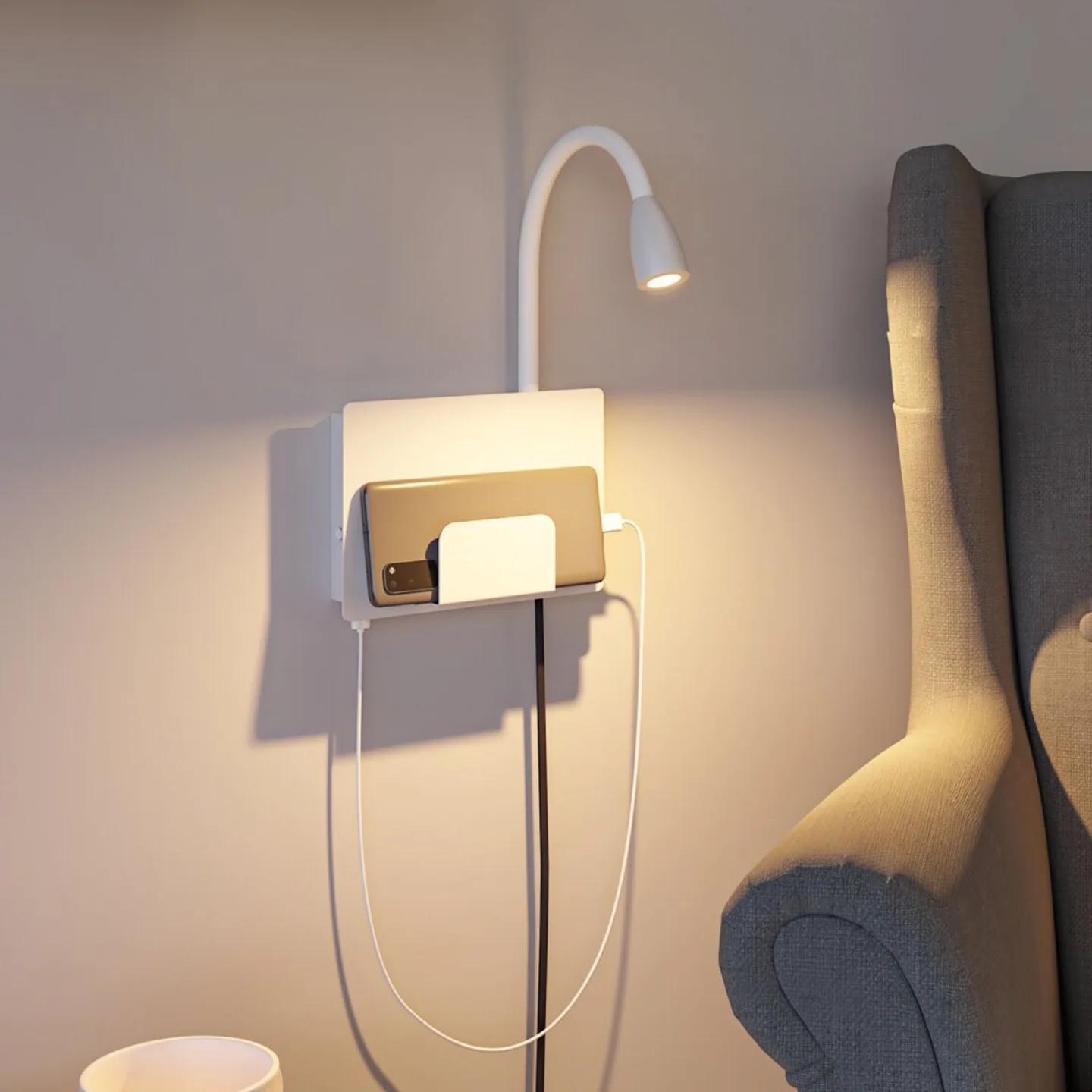 Halina LED-væglampe USB C mat hvid - Paulmann Halina USB - Soveværelse - Moderne - Metal - Med én lyskilde