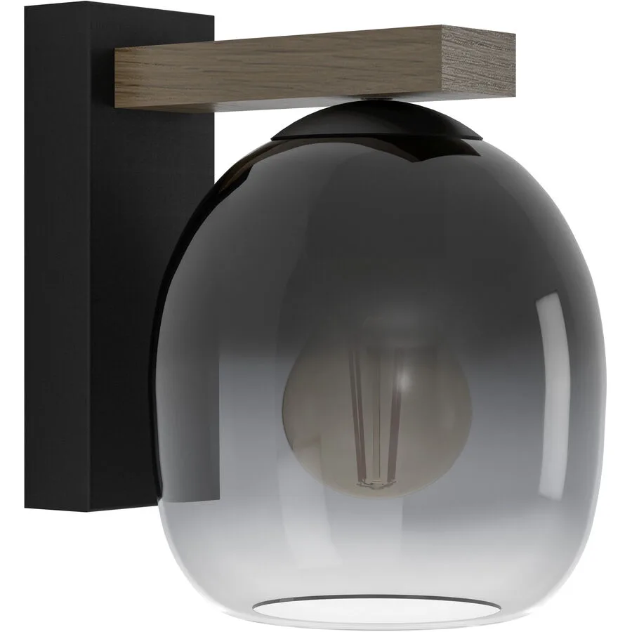Eglo Wandlampe Filago Braun/Schwarz Stahl/Holz 20 cm - Material: Holz/Stahl