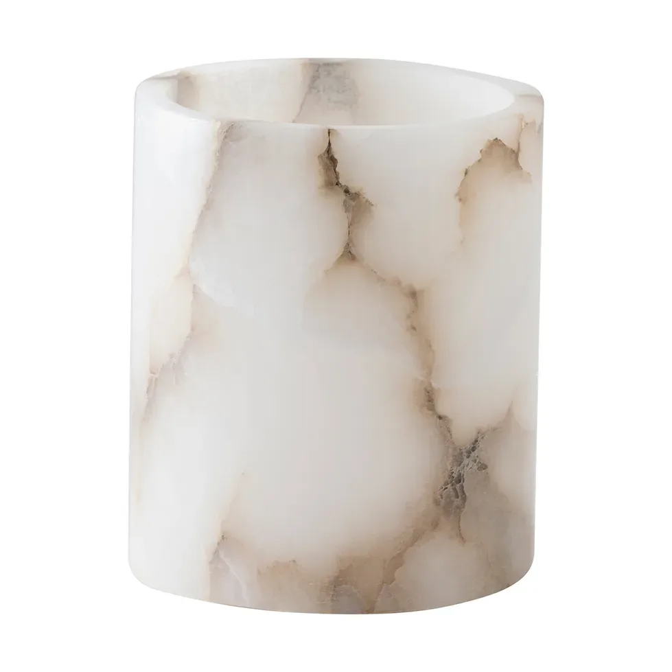 Tell Me More Alabaster ljuslykta Vit-beige, M 14 cm