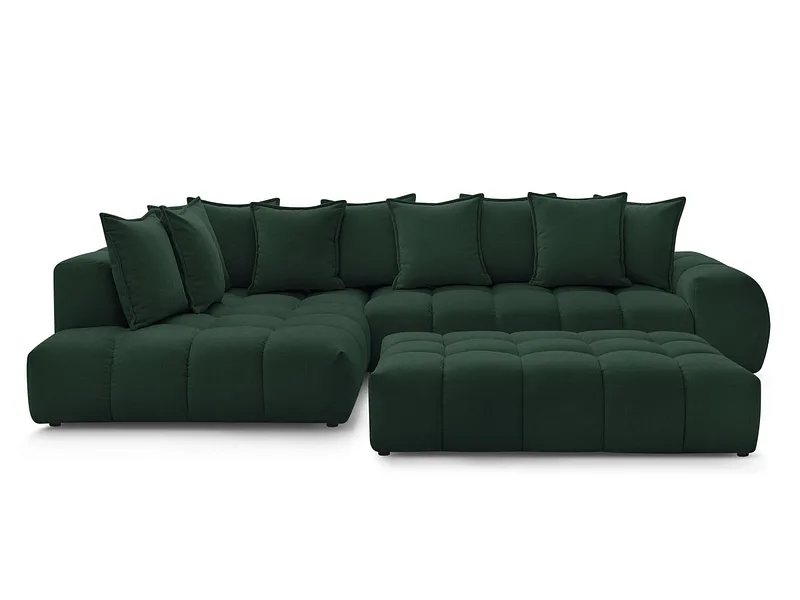 Ecksofa mit Hocker BOBOCHIC EVEREST Stoff mit Textur grün