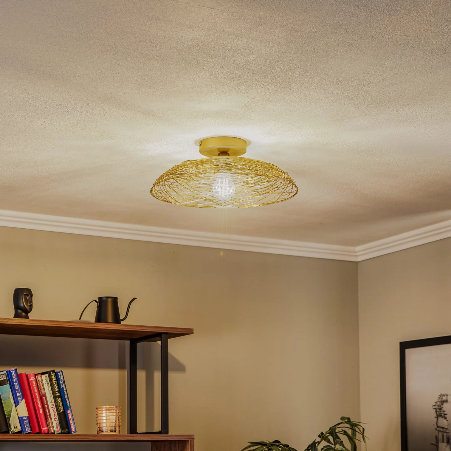 Thorian Deckenleuchte Ø40 Gold - Lindby - Wohnzimmer - Design - Metall - Rund