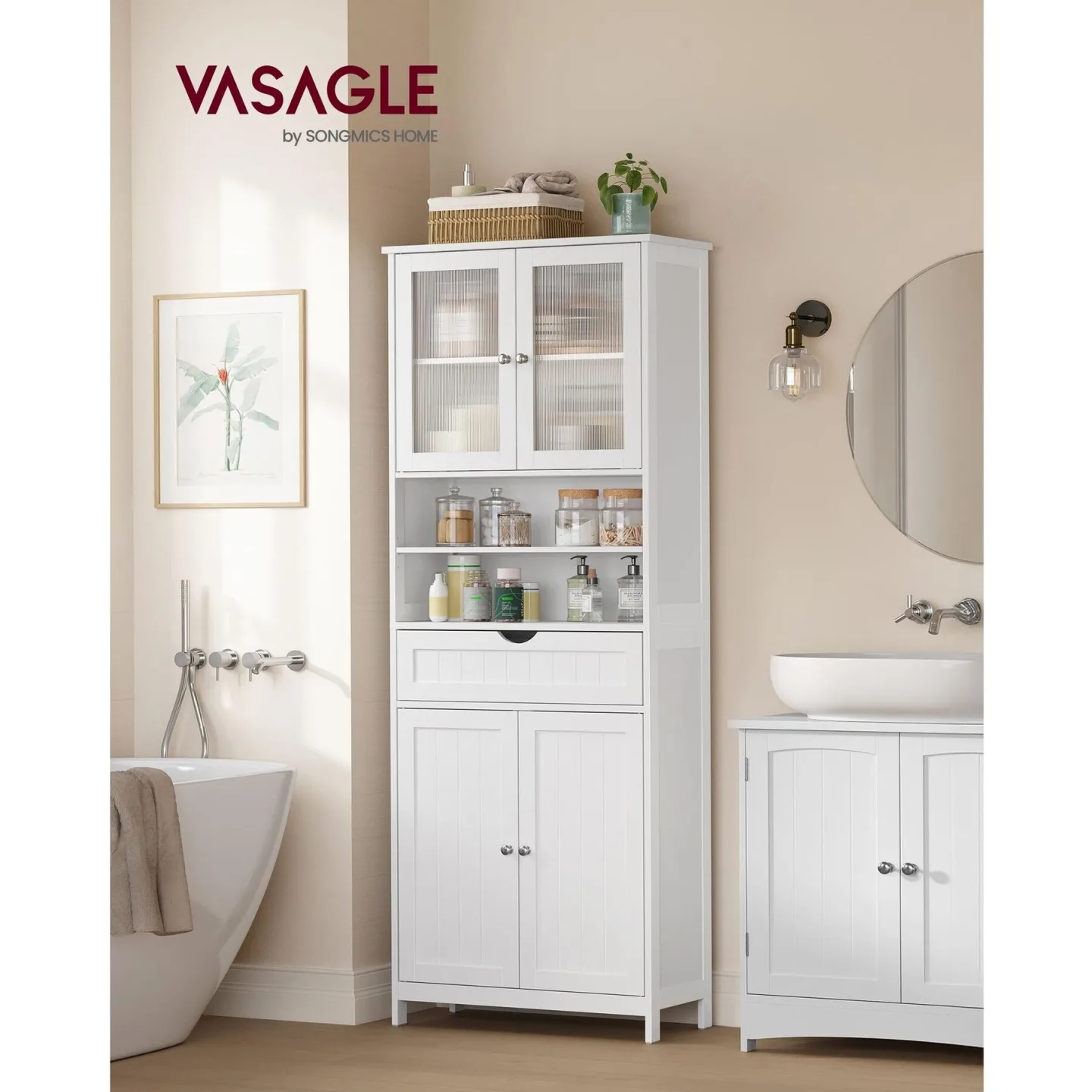Kommode VASAGLE Weiss B 30 H 170 cm - Material: Holz - Kommode