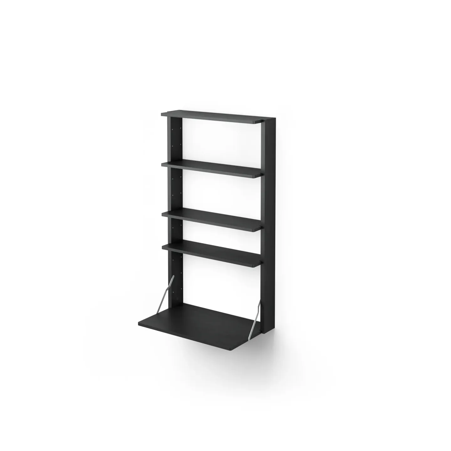 Massproductions Gridlock - M1-A4-0-D Wandregal mit Schreibtisch Black stained Ash