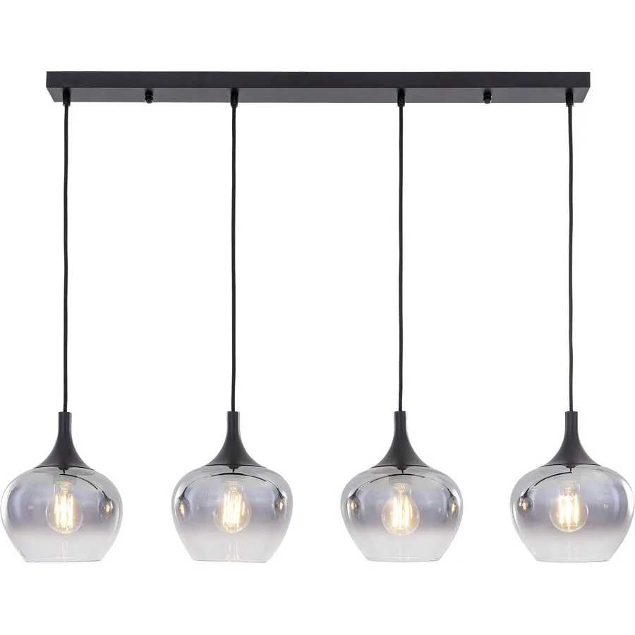 Pendellampe Tiara Schwarz/Transparent Glas/Metall 100 cm 120 cm - Material: Metall/Glas