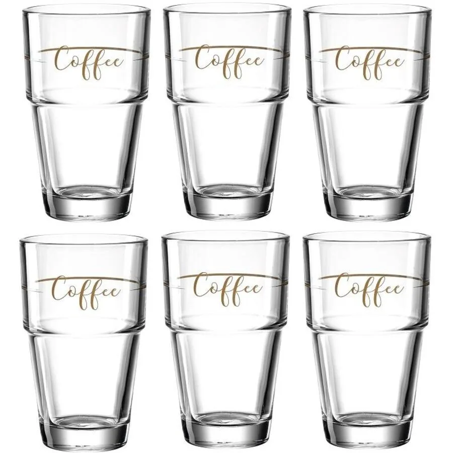 Latte-Macchiato-Becher-Set Leonardo Braun/Transparent Glas 14 cm