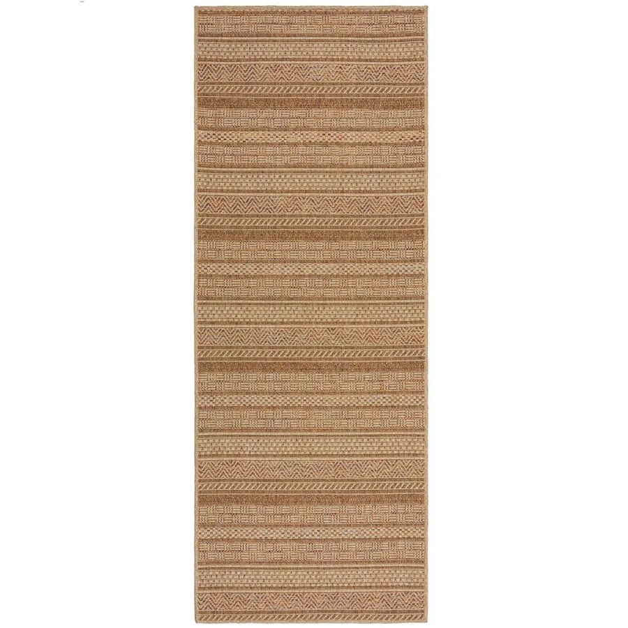Outdoor-Teppich Ricochet hellbraun Streifen Polypropylen 80 x 230 cm