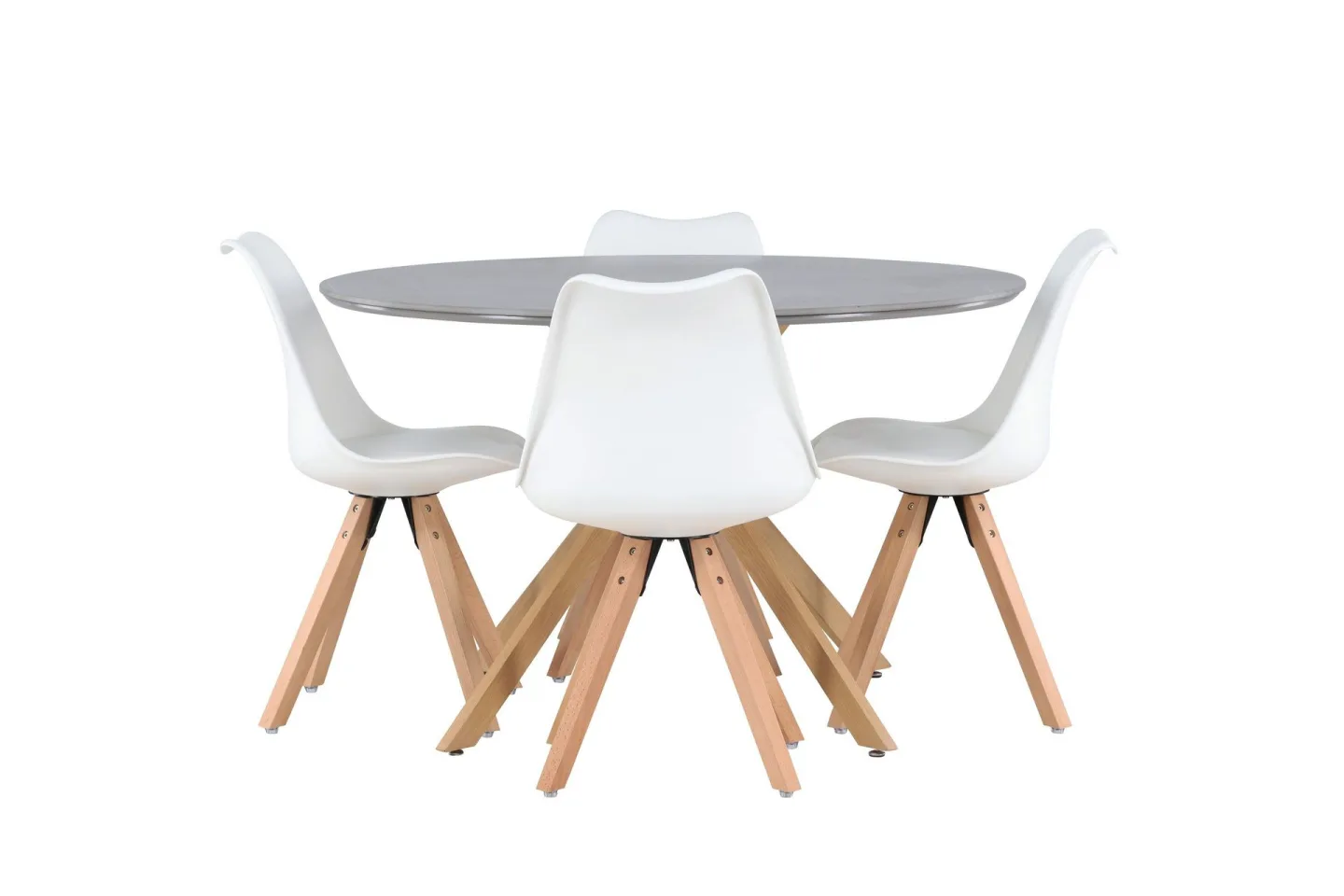 Piazza Matgrupp 120 cm Rund med 4 Zeno stolar - Grå