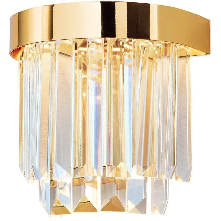 Briamond Wandlampe Prism Gold Stahl/Kristall 17 cm 17 cm - LED - Lichtfarbe: Warmweiss - Material: Stahl/Orion Kristall - Wandlampe- LED