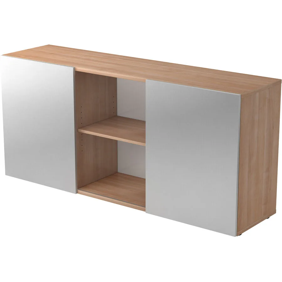Aktenschrank Office Nussbaum Dekor, Silber Holzwerkstoff B 160 cm H 74.8 cm