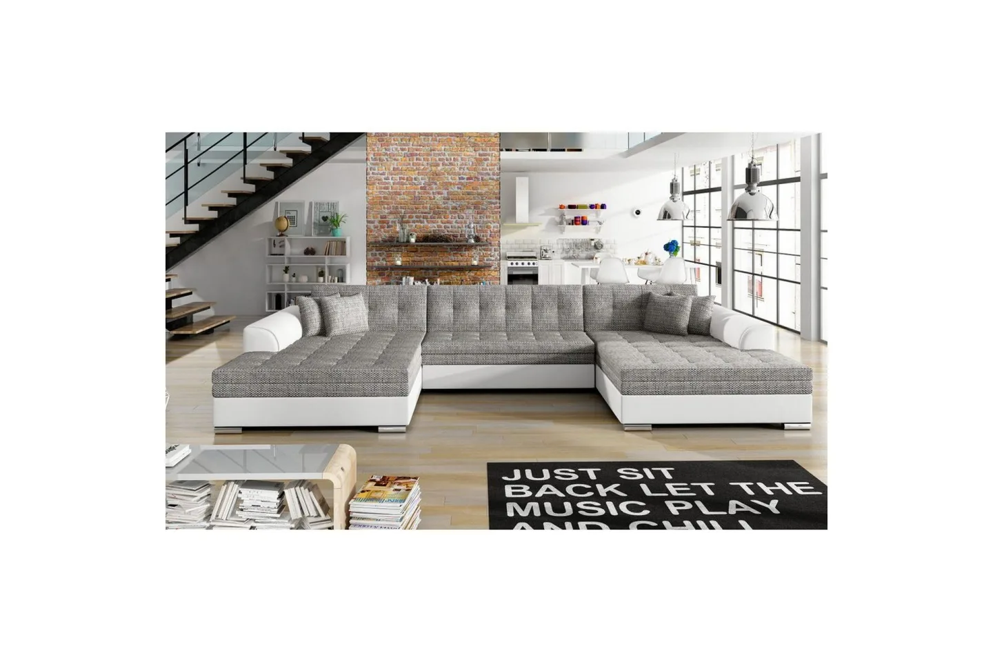 Hörnsoffa Eltap Vento 359x165x78 cm - Berlin 01, Soft 17, Grå, Symmetrisk