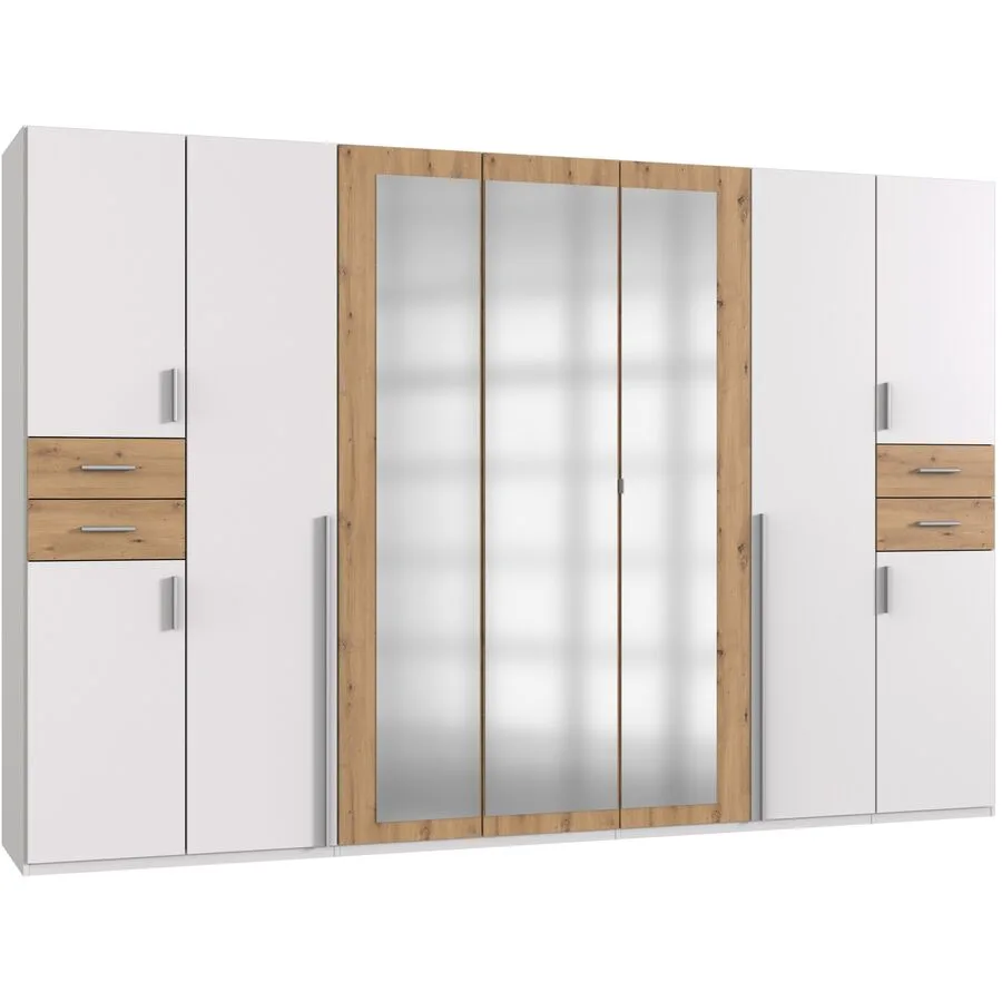 Kleiderschrank Vasquez weiss/Eiche Nachbildung Holzwerkstoff B 313 cm