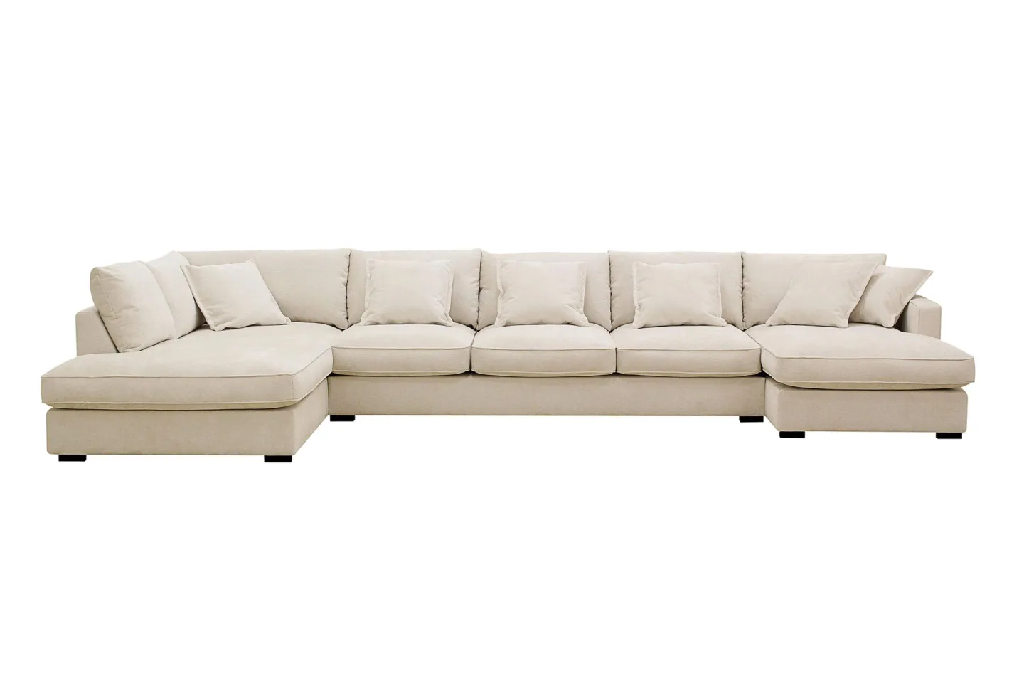 Rossita Lyx 6-sits Högervänd U-formad Extra djup Soffa med Divan och Schäslong i Chenille - Beige