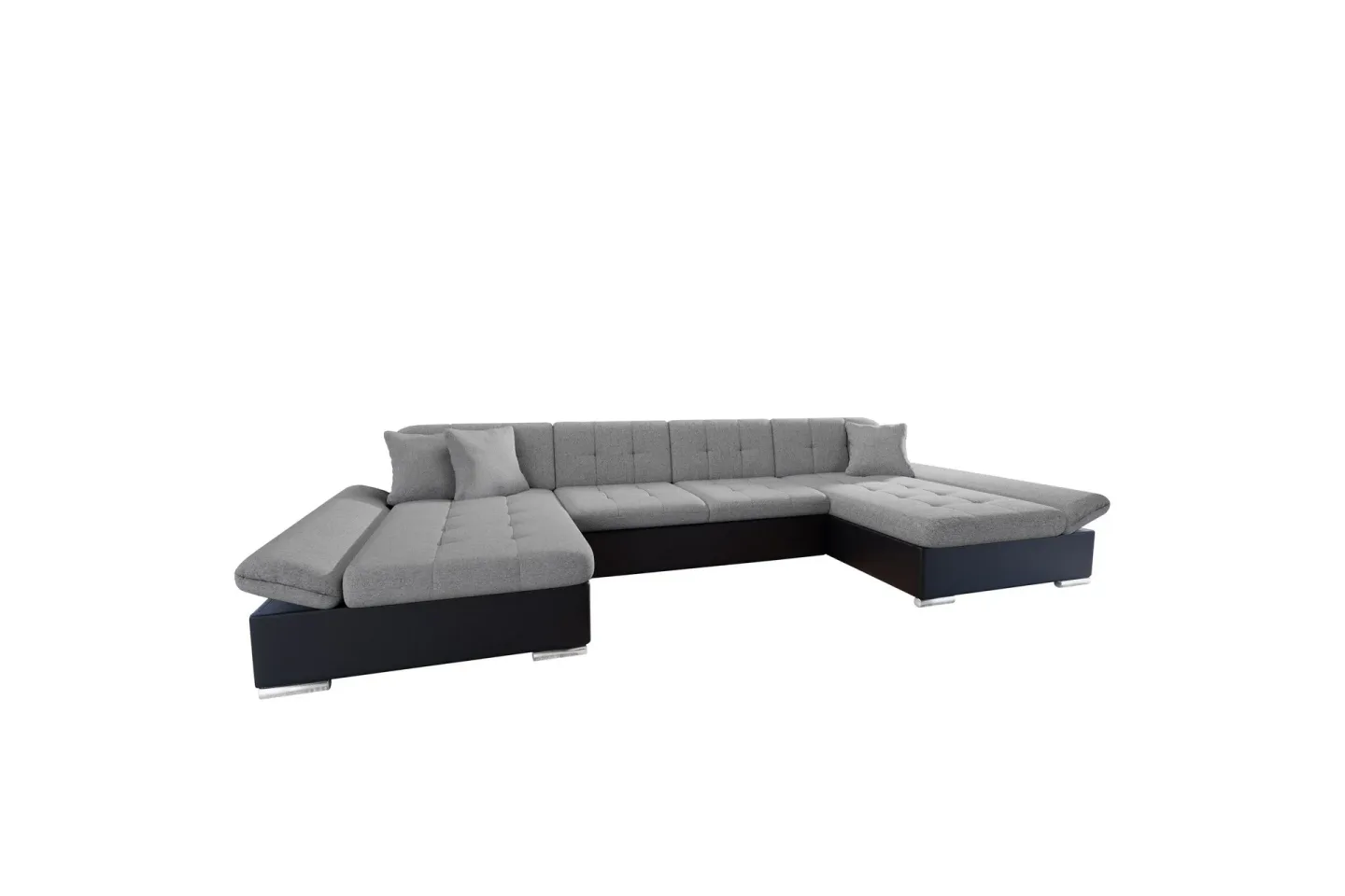Dewitt Bäddsoffa Dubbelschäslong 4-sits i Konstläder - Svart/Grå