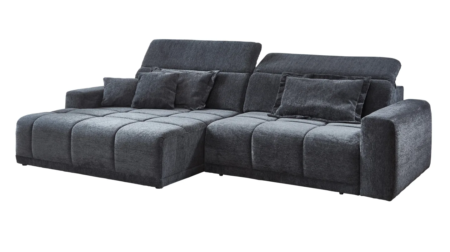 Ecksofa anthrazit elektrisch ausfahrbar 288 cm - OT links - BROOK