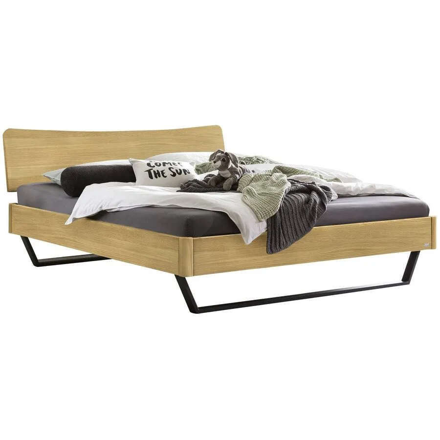 Hasena Bett Castello Natur, Schwarz Eiche Massivholz 180 x 210 cm