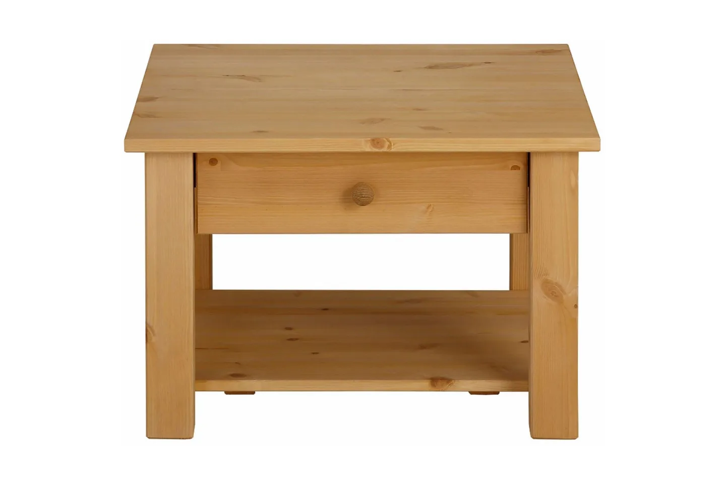 Evonne Soffbord 60 cm med Förvaring Låda + Hylla - Brun