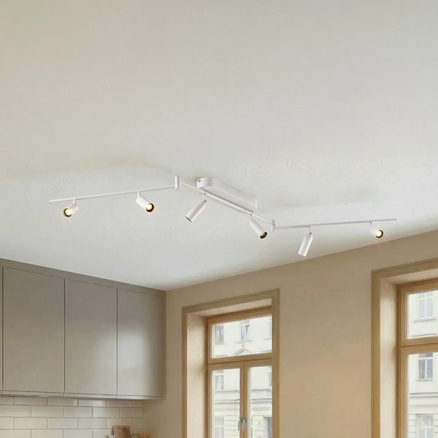 Eldrin LED-Deckenleuchte, 6-flammig, Spots, weiß - Lindby - Wohnzimmer - Modern - Metall - Mehrflammig