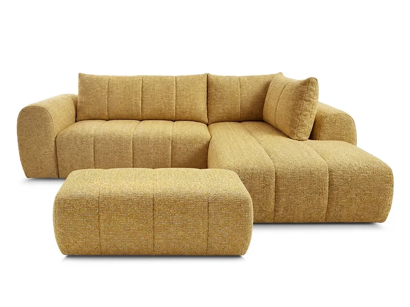 Ecksofa mit Hocker BOBOCHIC NESTY Stoff chiniert gelb