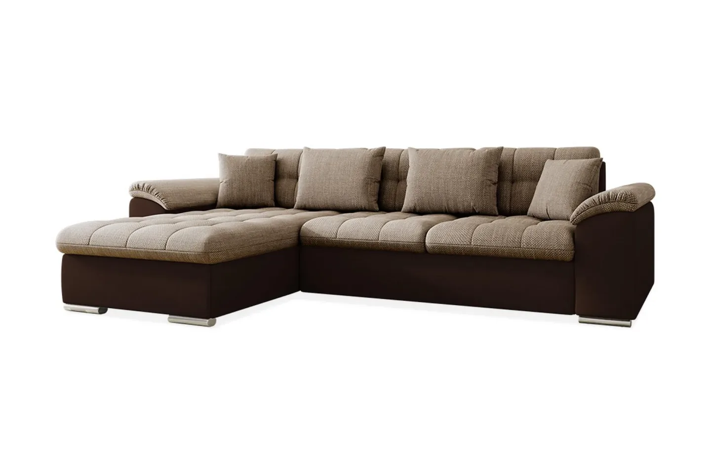 Camior Divanbäddsoffa 4-sits Vänster Konstläder - Beige/Brun