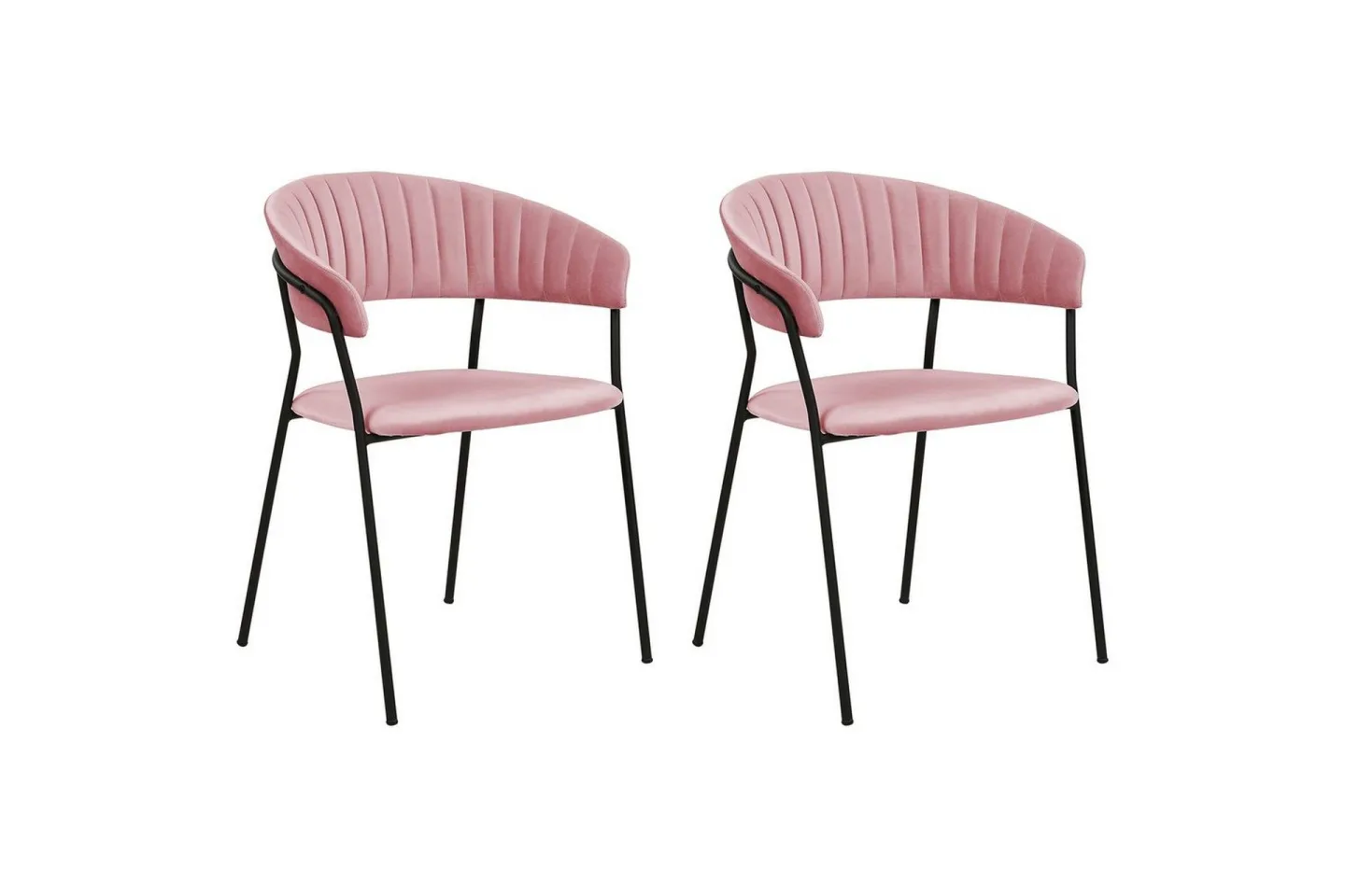 Set med 2 matstolar Mariposa - Rosa, Svart/Sammet