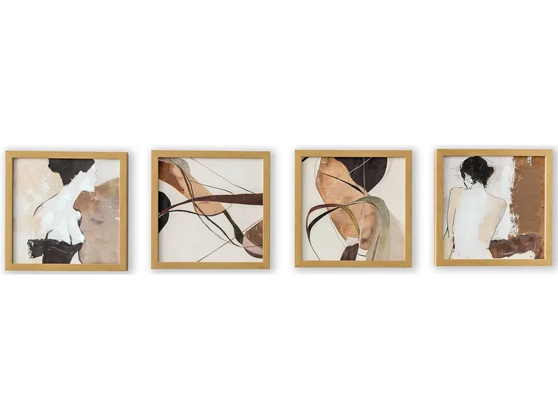 Bedruckte und handbemalte Leinwand AMIR 3-teilig mehrfarbig 30x30x2.5cm