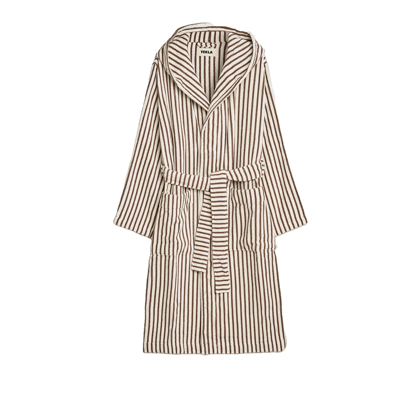 Tekla - Hooded Bathrobes M, Kodiak Stripes - Badrockar - Mönstrad - Bomull