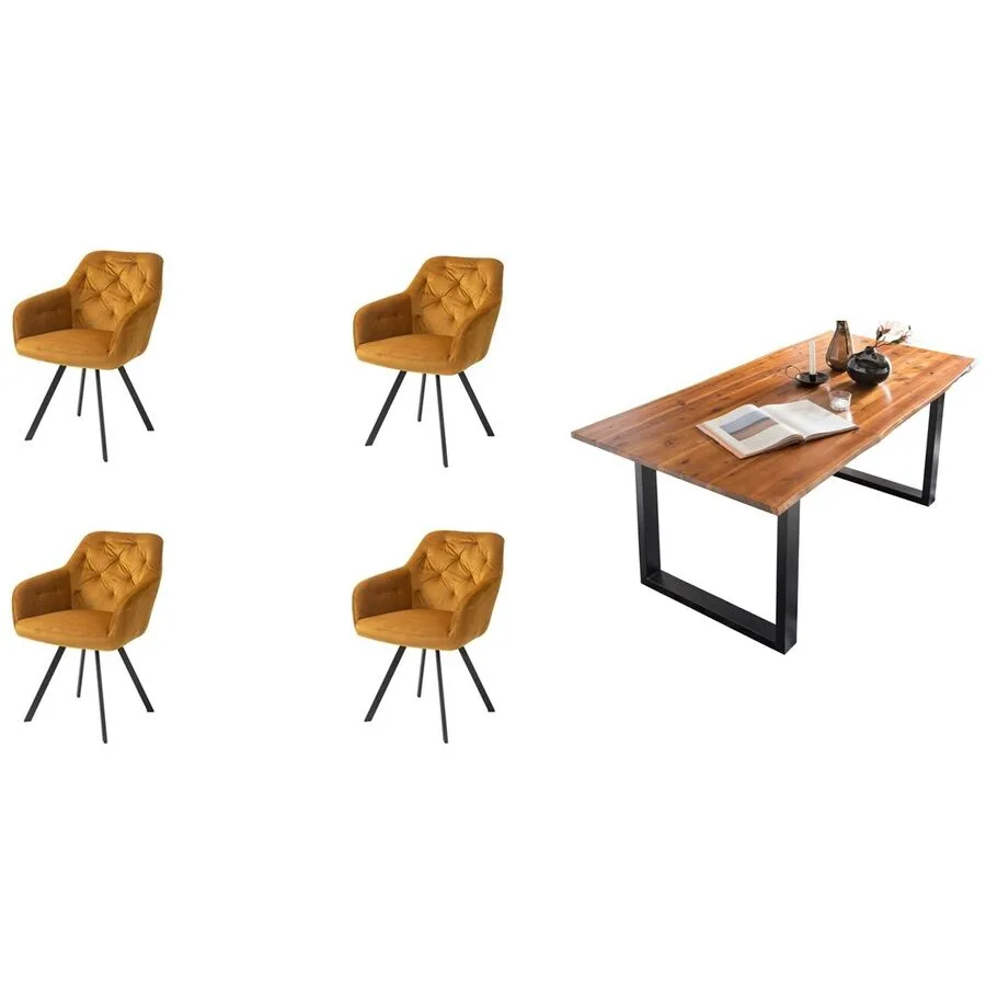 Essgruppe Eats cognac Akazie/Samt B 180 T 90 cm 4