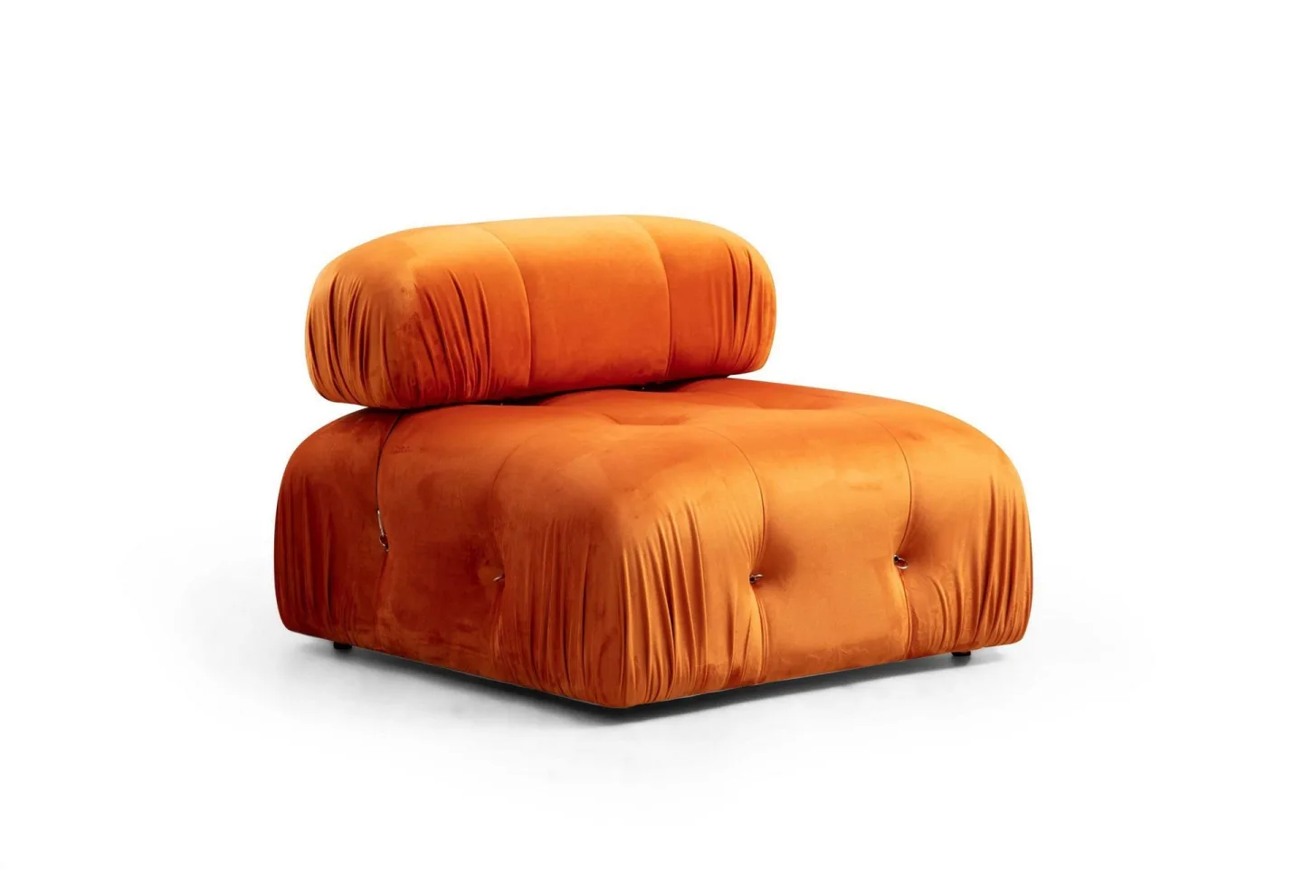 Belgin Mittmodul / Fåtölj 95 cm med fast ryggstöd och repdetaljer - Orange